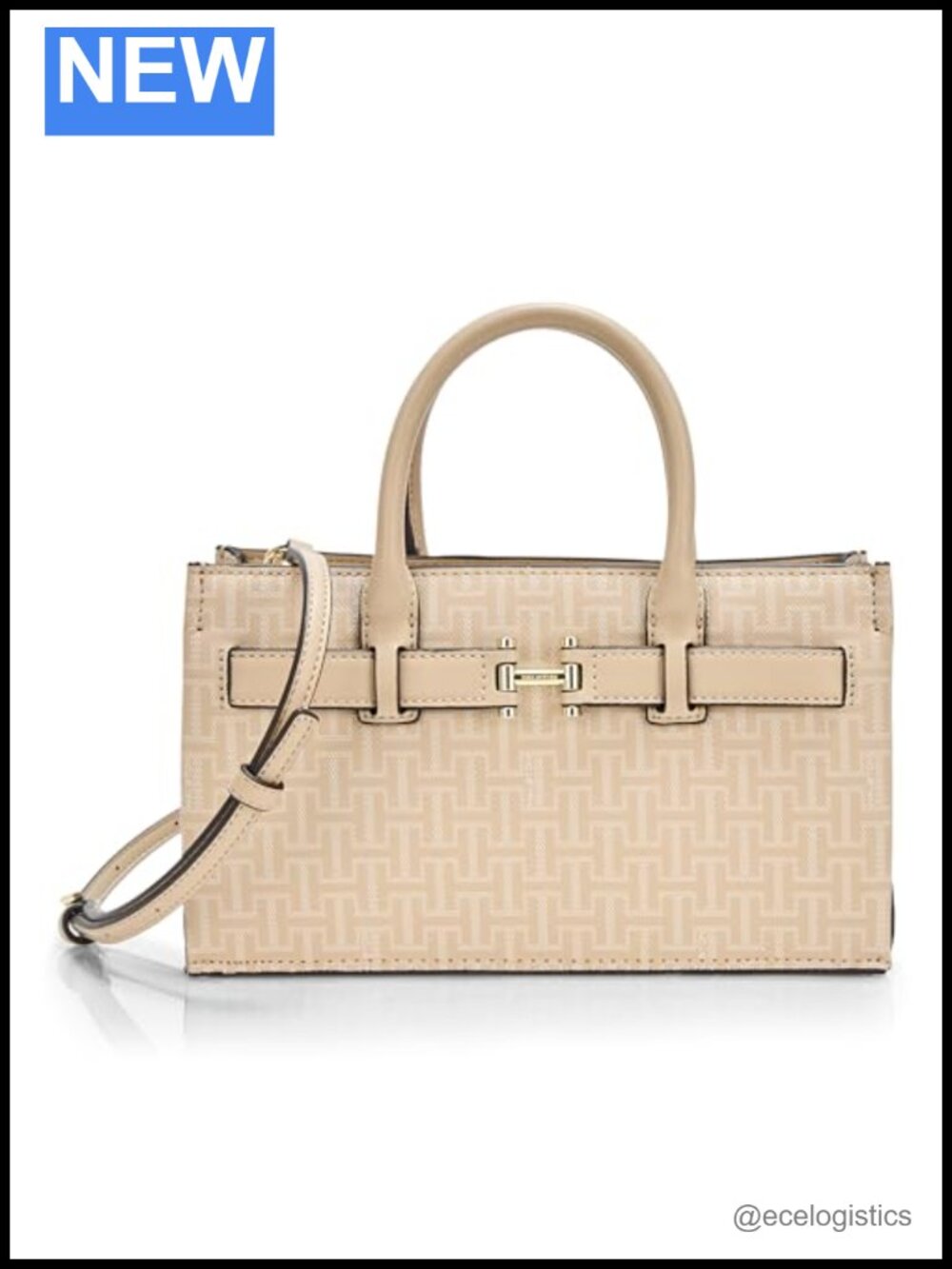 HALSTON Women's Embossed Pebble Top Zip Crossbody Bag